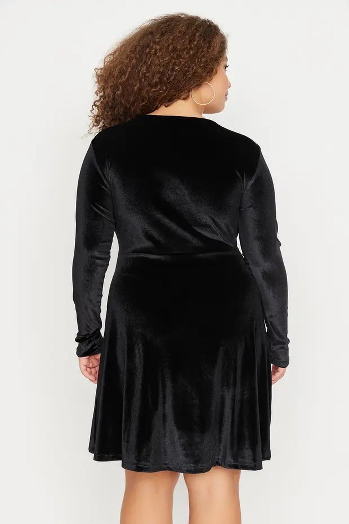 Wrap Collar Velvet Knit Dress