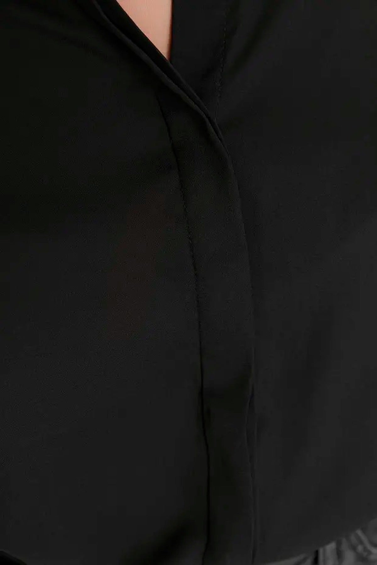 Long Sleeve Buttoned Chiffon Woven Plus Size Shirt