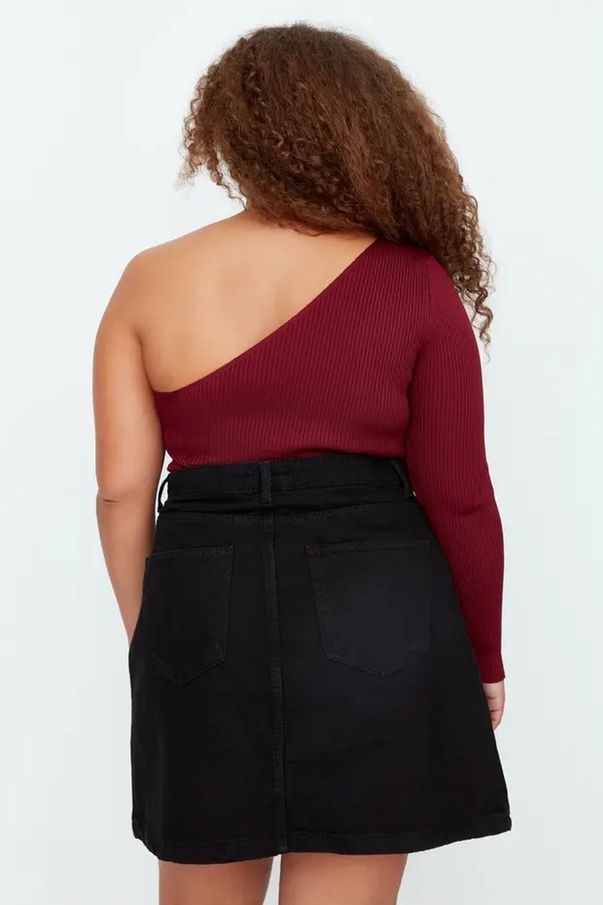 High Waist 100% Cotton A-Shape Denim Skirt