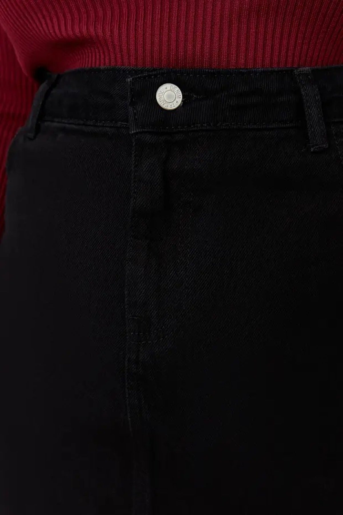 High Waist 100% Cotton A-Shape Denim Skirt