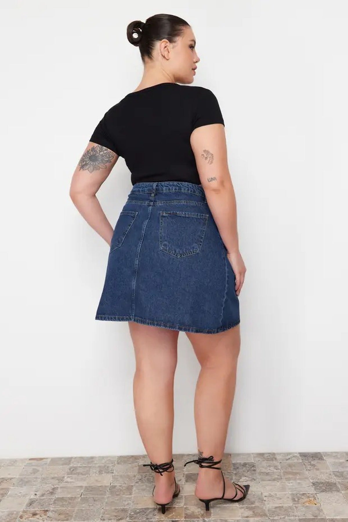 High Waist 100% Cotton A-Shape Denim Skirt