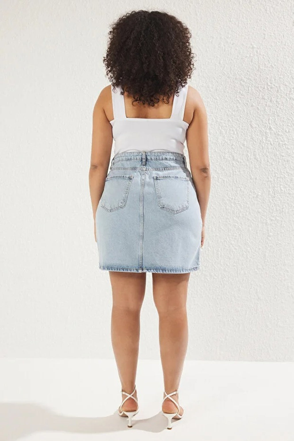 High Waist 100% Cotton A-Shape Denim Skirt