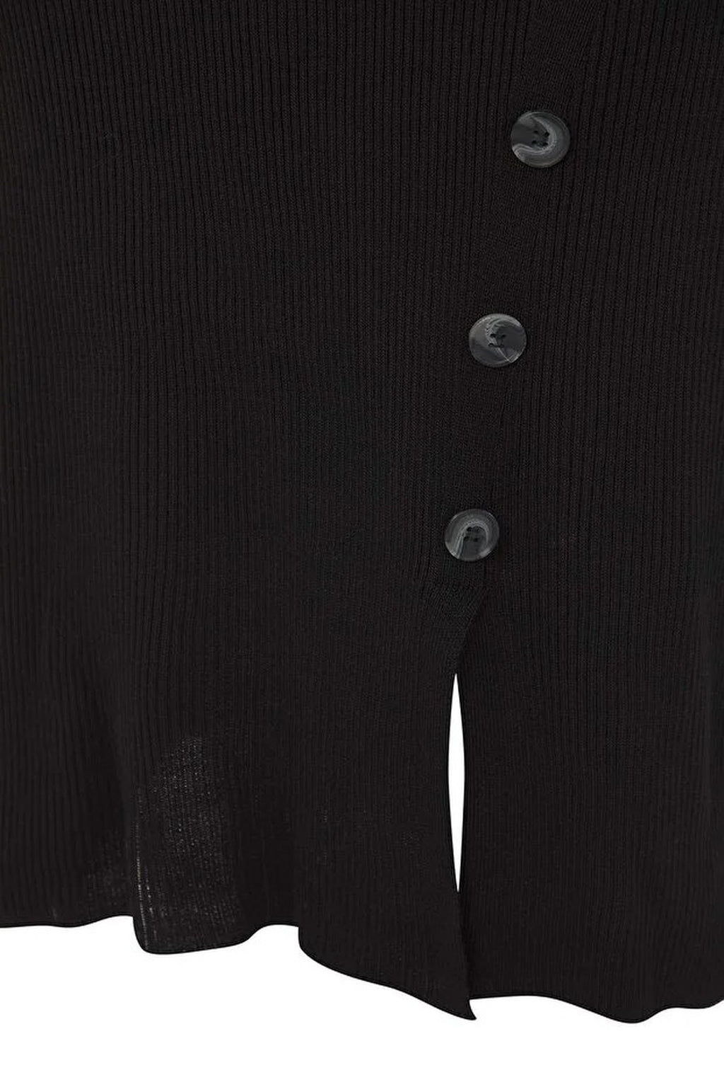 Button Detail Slit Knit Dress