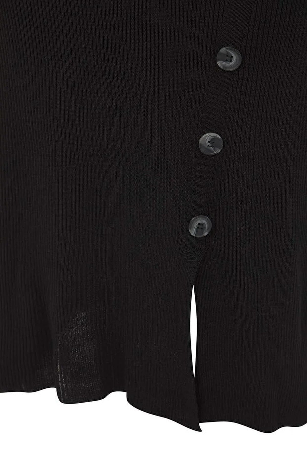 Button Detail Slit Knit Dress