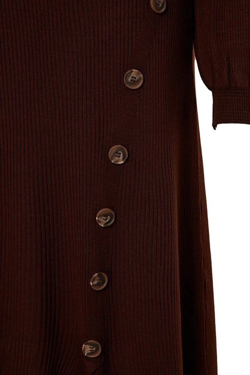 Button Detail Slit Knit Dress