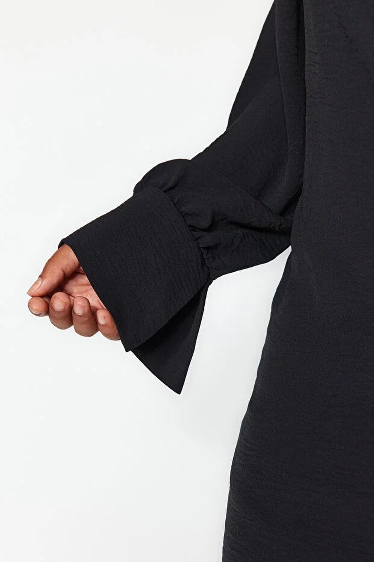 Double-Breasted Mini Long-Sleeve Shirt Collar Woven Dress