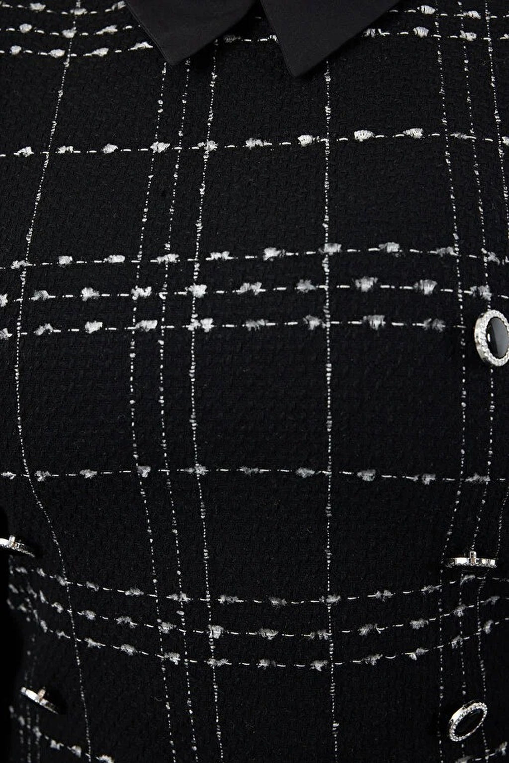 Shirt Collar Plaid Mini Tweed Dress