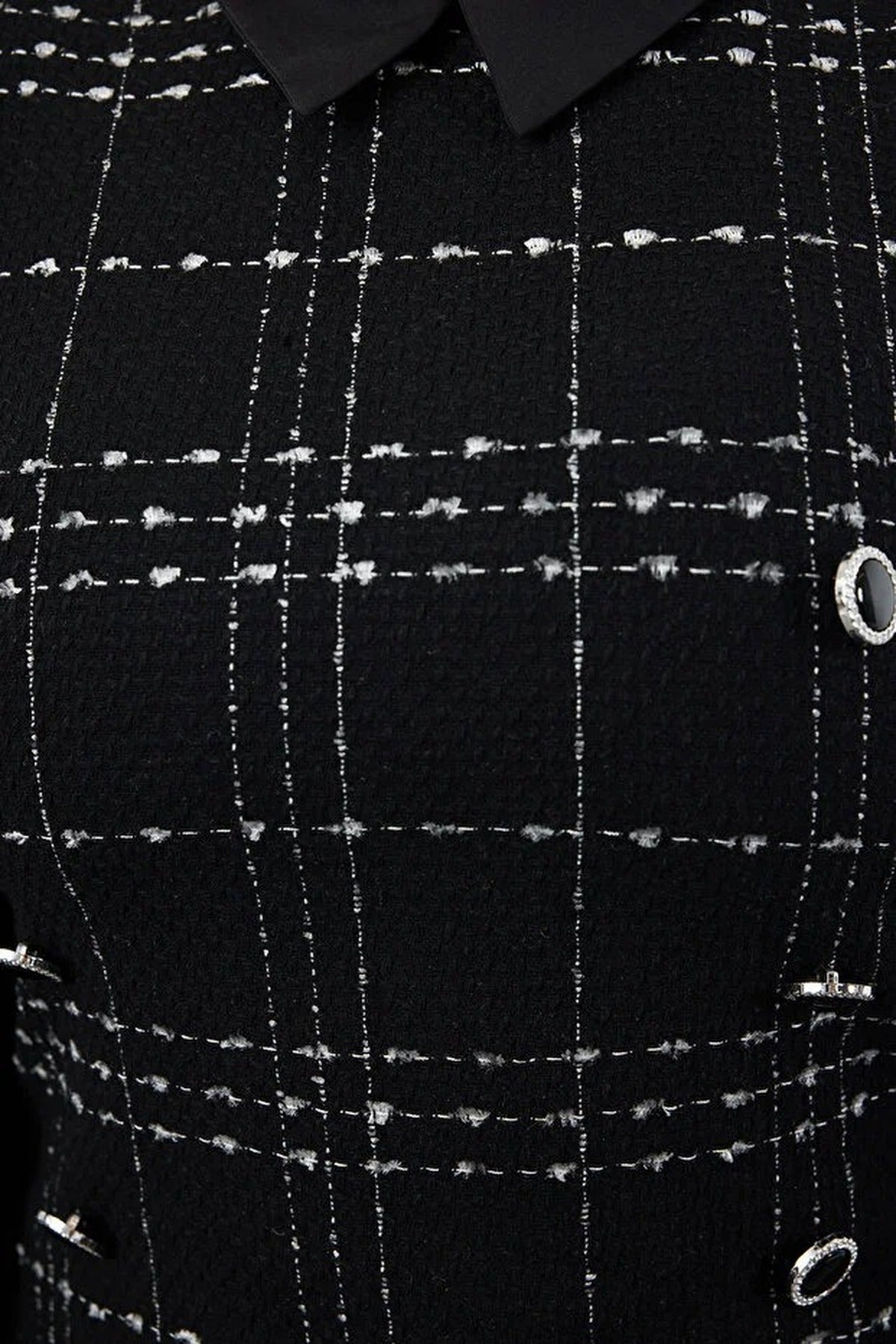 Shirt Collar Plaid Mini Tweed Dress