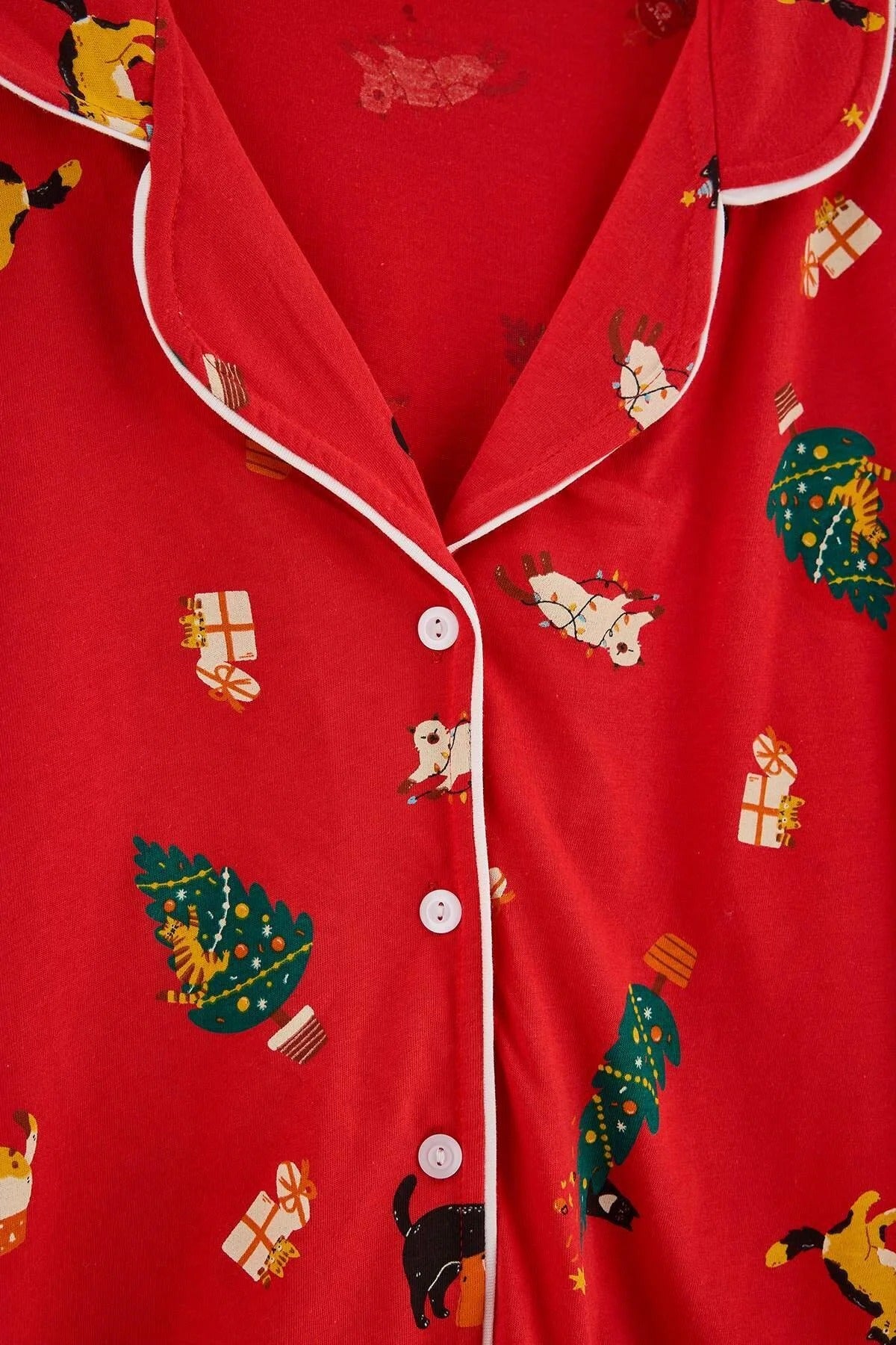 Long Sleeve Button Front Shirt and Trouser Pyjama Set
