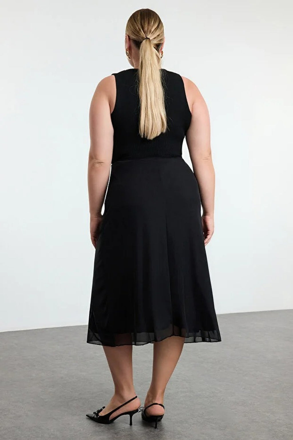 A-Line Plain Tulle Knit Plus Size Skirt