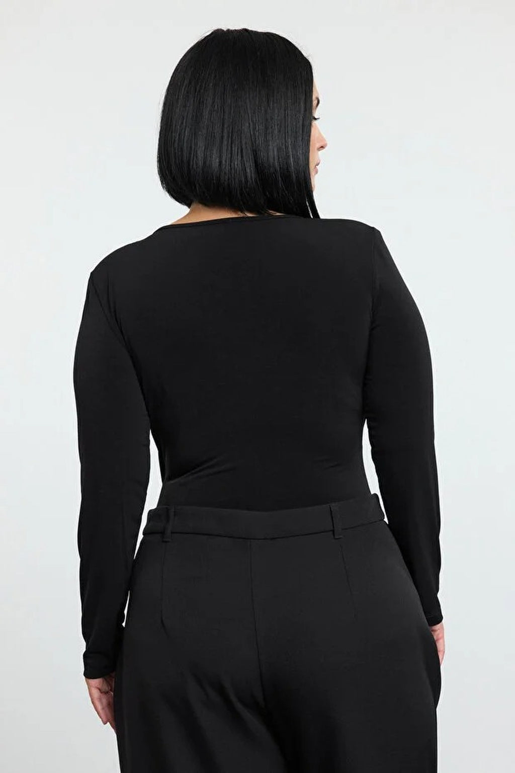 Wrap Neck Bodycone Plus Size Snap Button Bodysuit