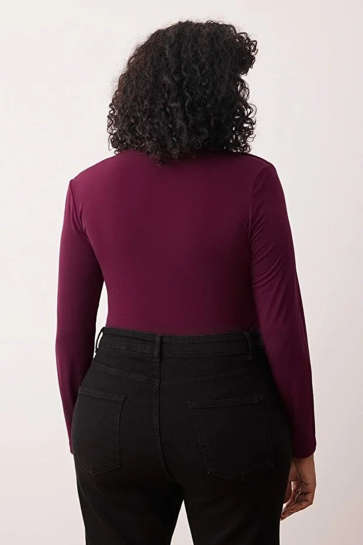 Wrap Neck Bodycone Plus Size Snap Button Bodysuit