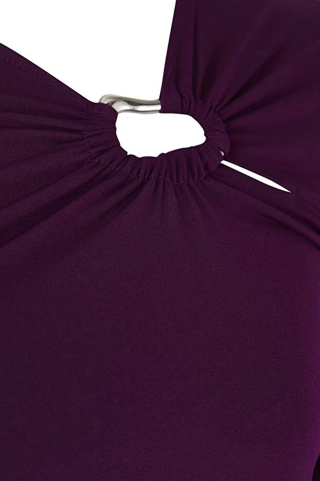 Asymmetrical Collar Accessory Detail Knitted Plus Size Blouse
