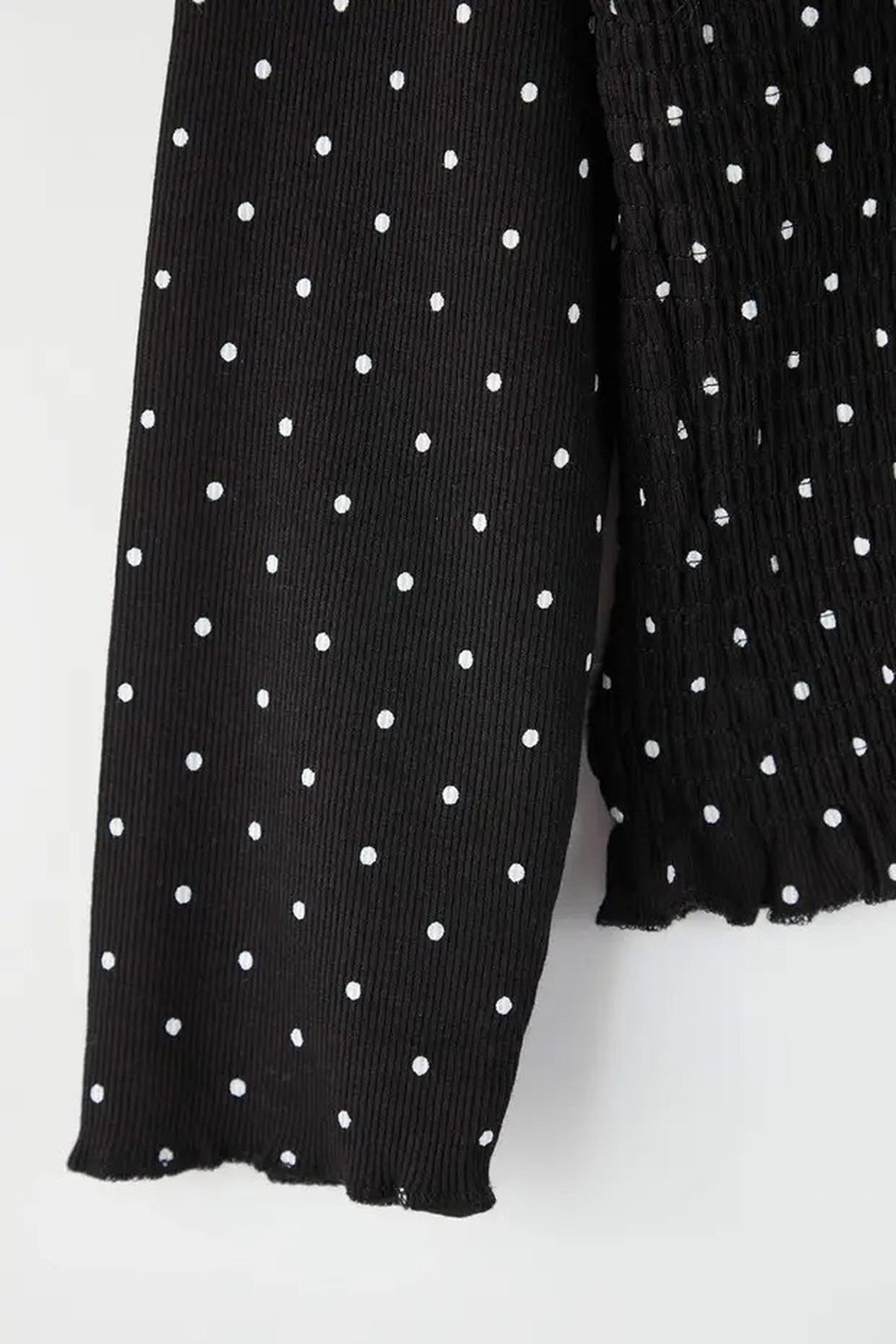 Polka Dot V-Neck Ribbed Knit Plus Size Blouse