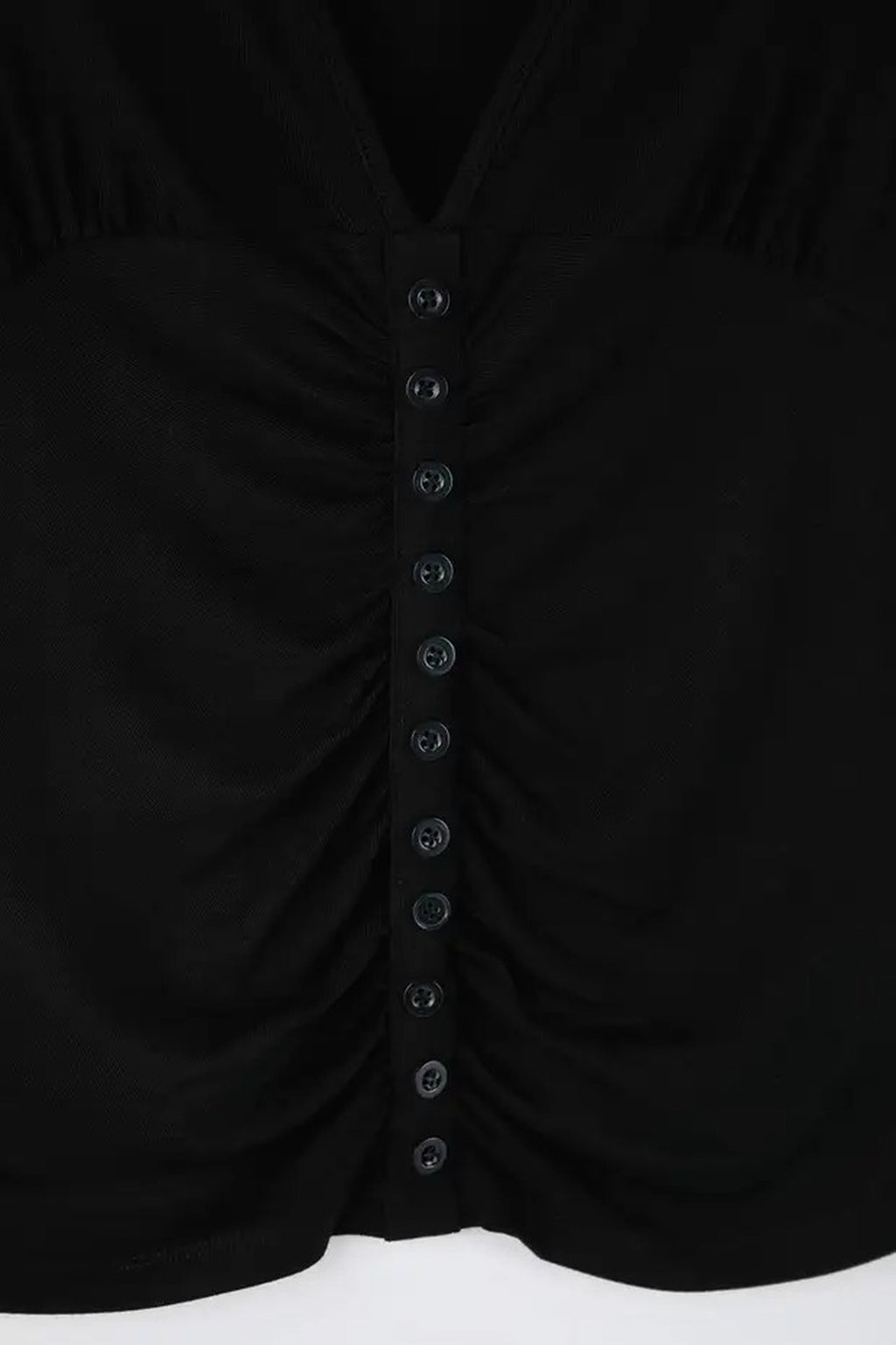 V-Neck Button Detail Plus Size Blouse with Lace Sleeves