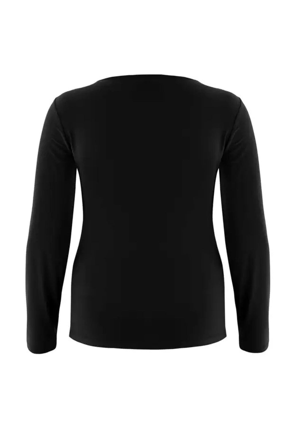 Body-Fitting Stretch Knit Blouse with Accessory and Cut Out Details