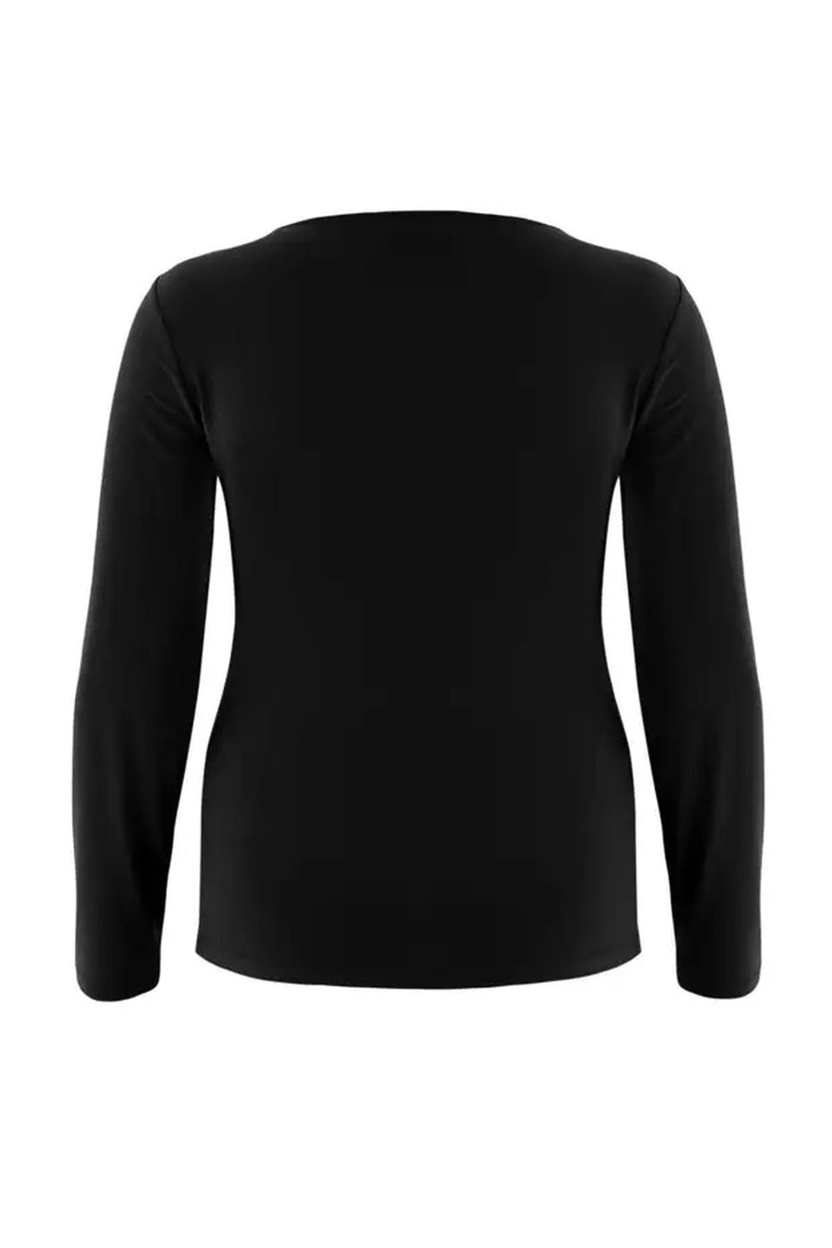 Body-Fitting Stretch Knit Blouse with Accessory and Cut Out Details