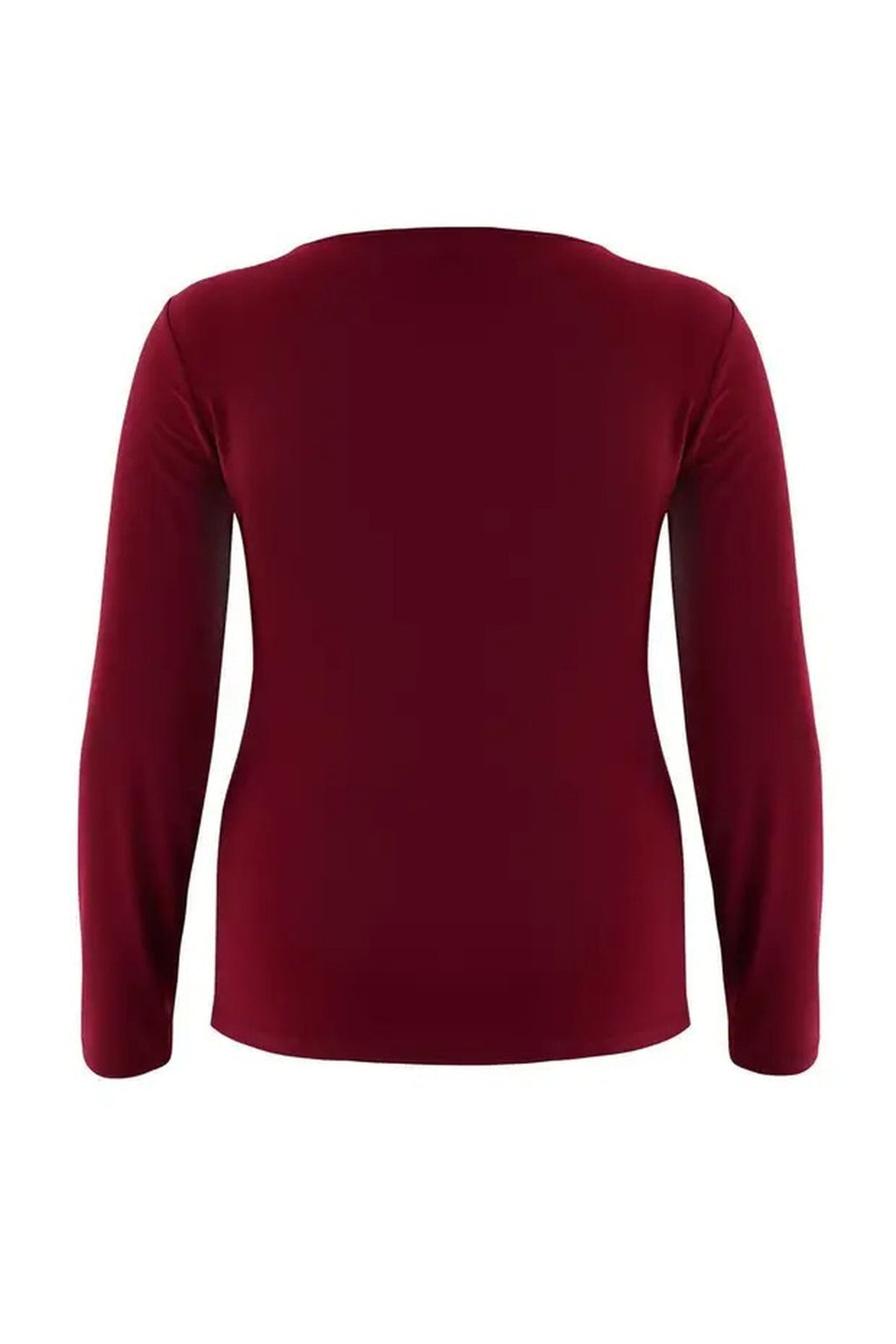 Body-Fitting Stretch Knit Blouse with Accessory and Cut Out Details