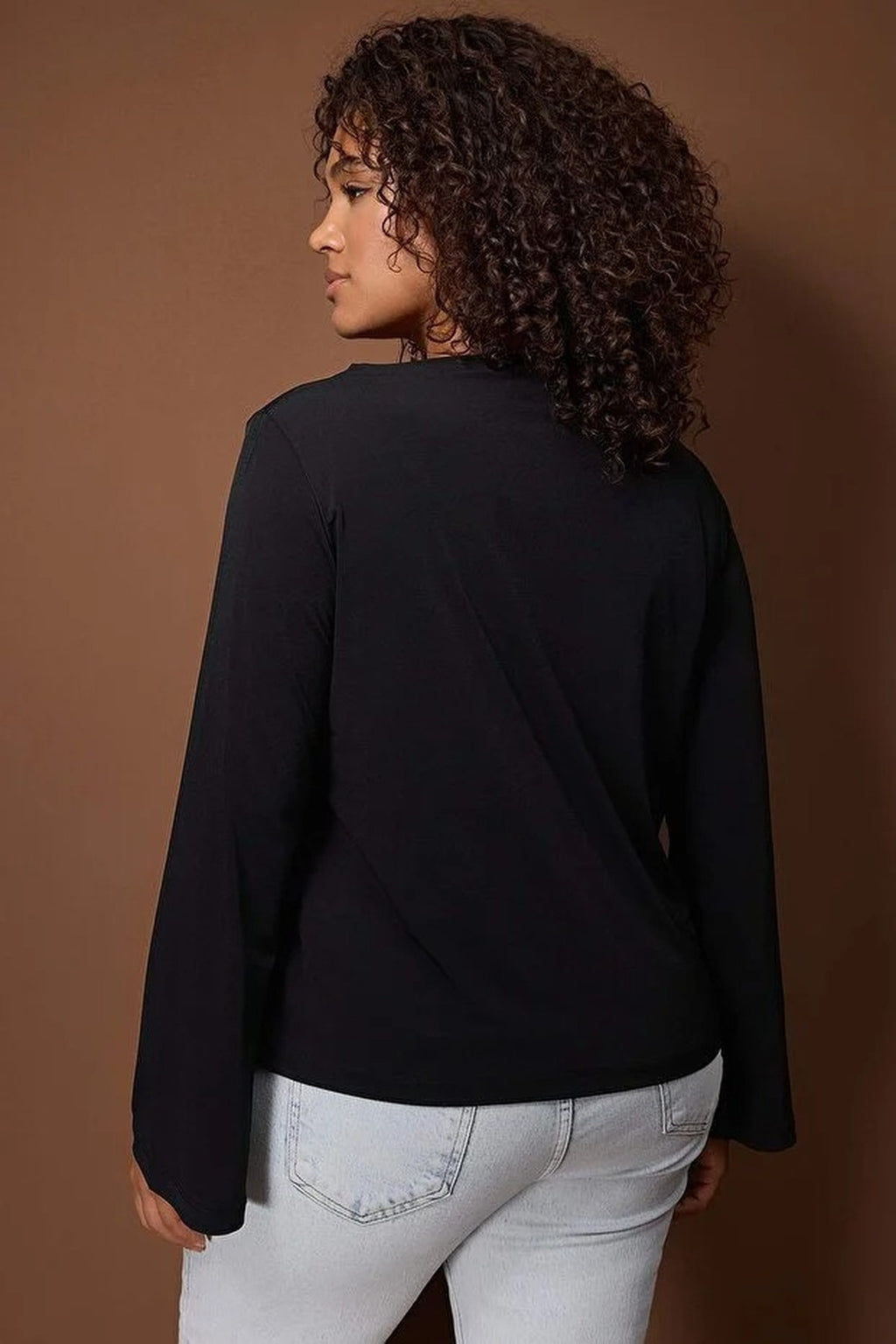 Relaxed Fit Spanish Sleeve Stretch Knit Blouse