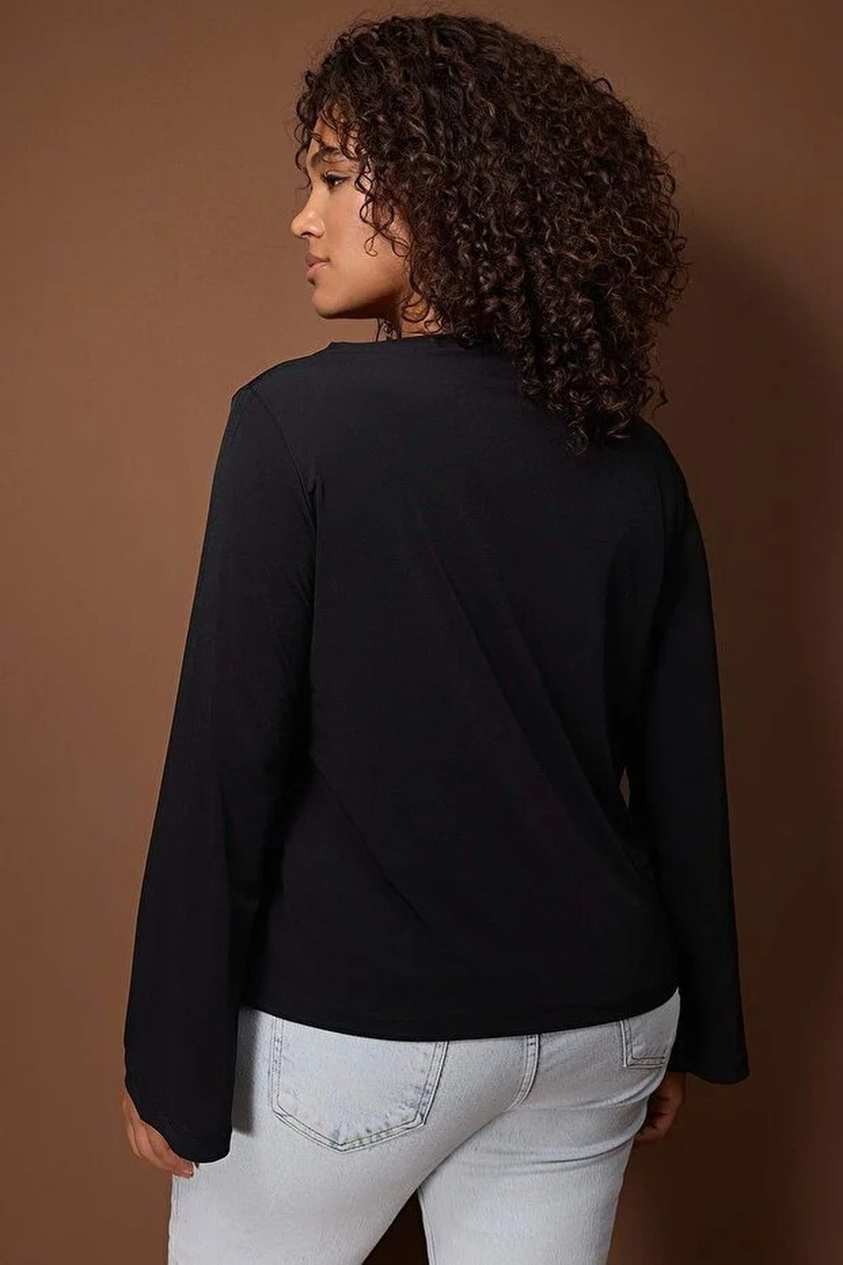Relaxed Fit Spanish Sleeve Stretch Knit Blouse