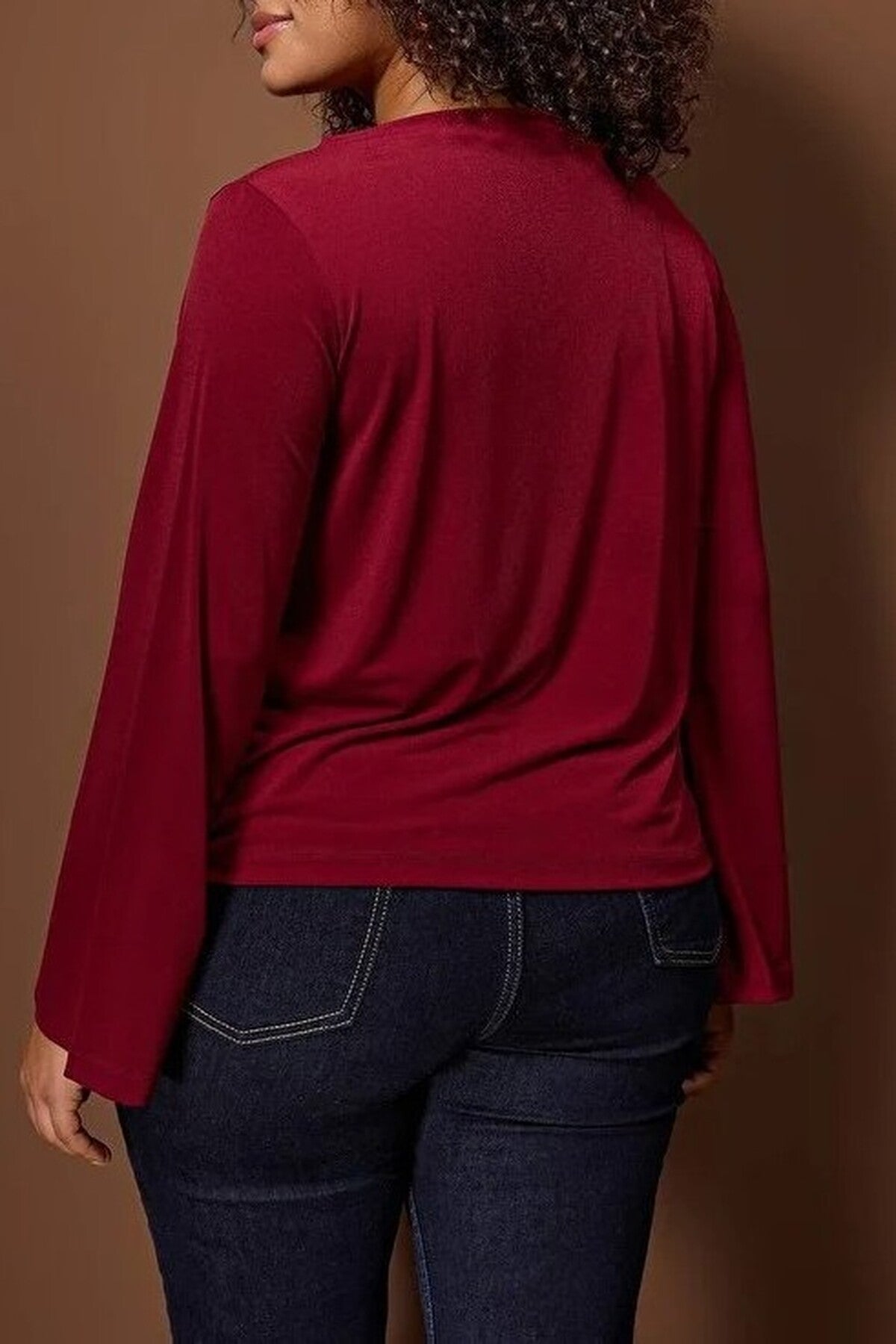 Relaxed Fit Spanish Sleeve Stretch Knit Blouse