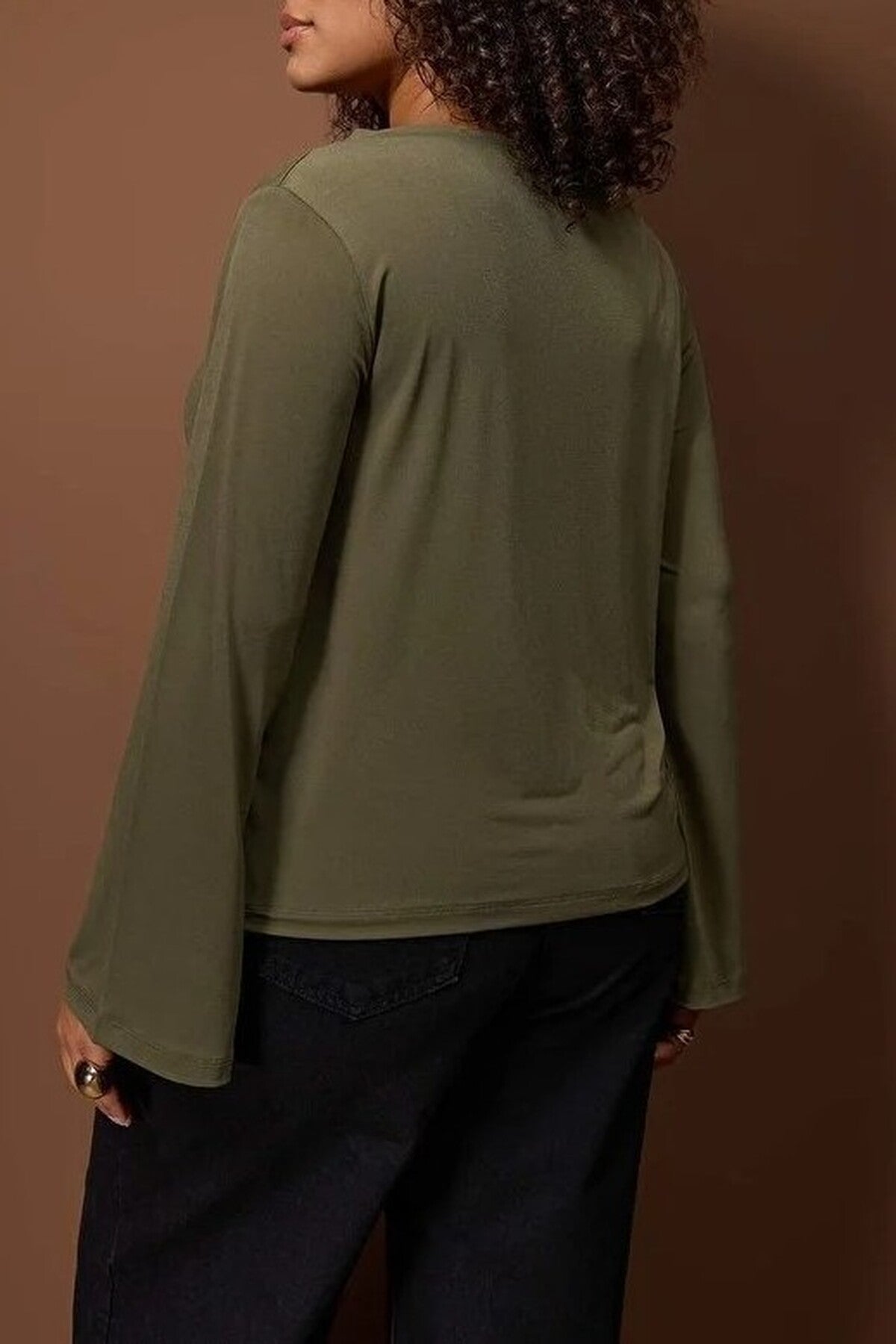 Relaxed Fit Spanish Sleeve Stretch Knit Blouse