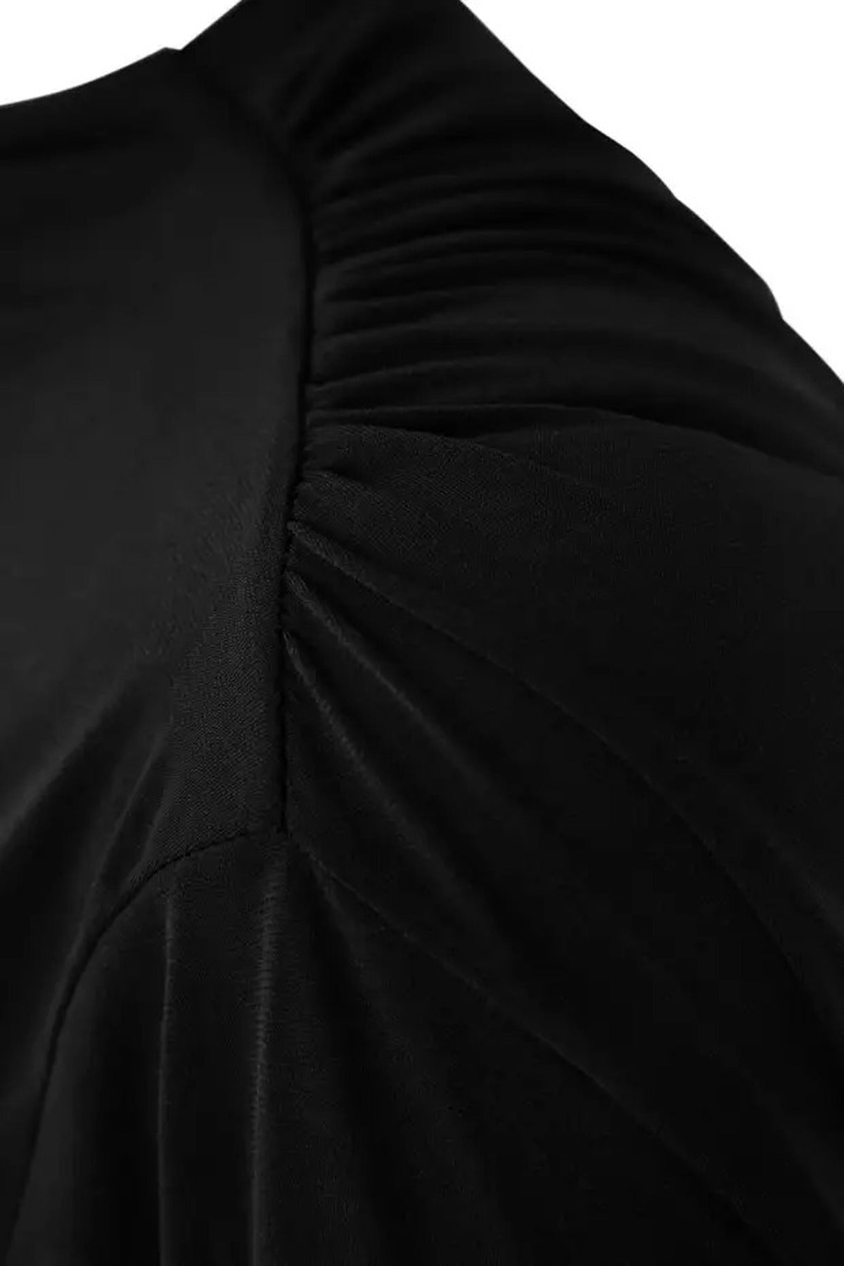 Gathered Detail Long Sleeve Knitted Plus Size Blouse