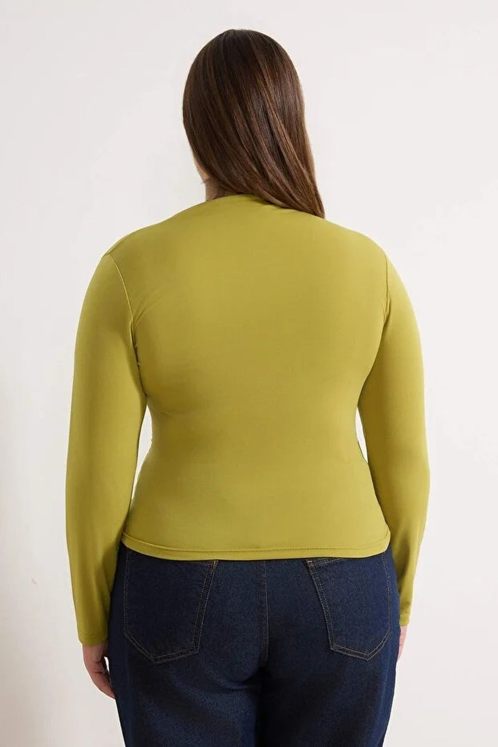 Gathered Detail Long Sleeve Knitted Plus Size Blouse