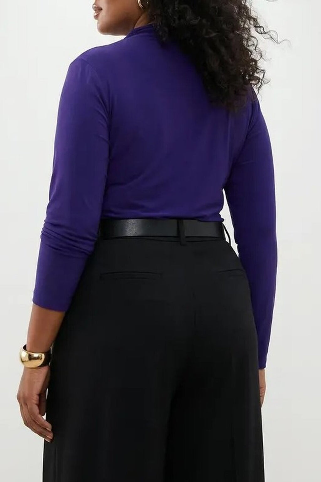 Gathered Detail Long Sleeve Knitted Plus Size Blouse