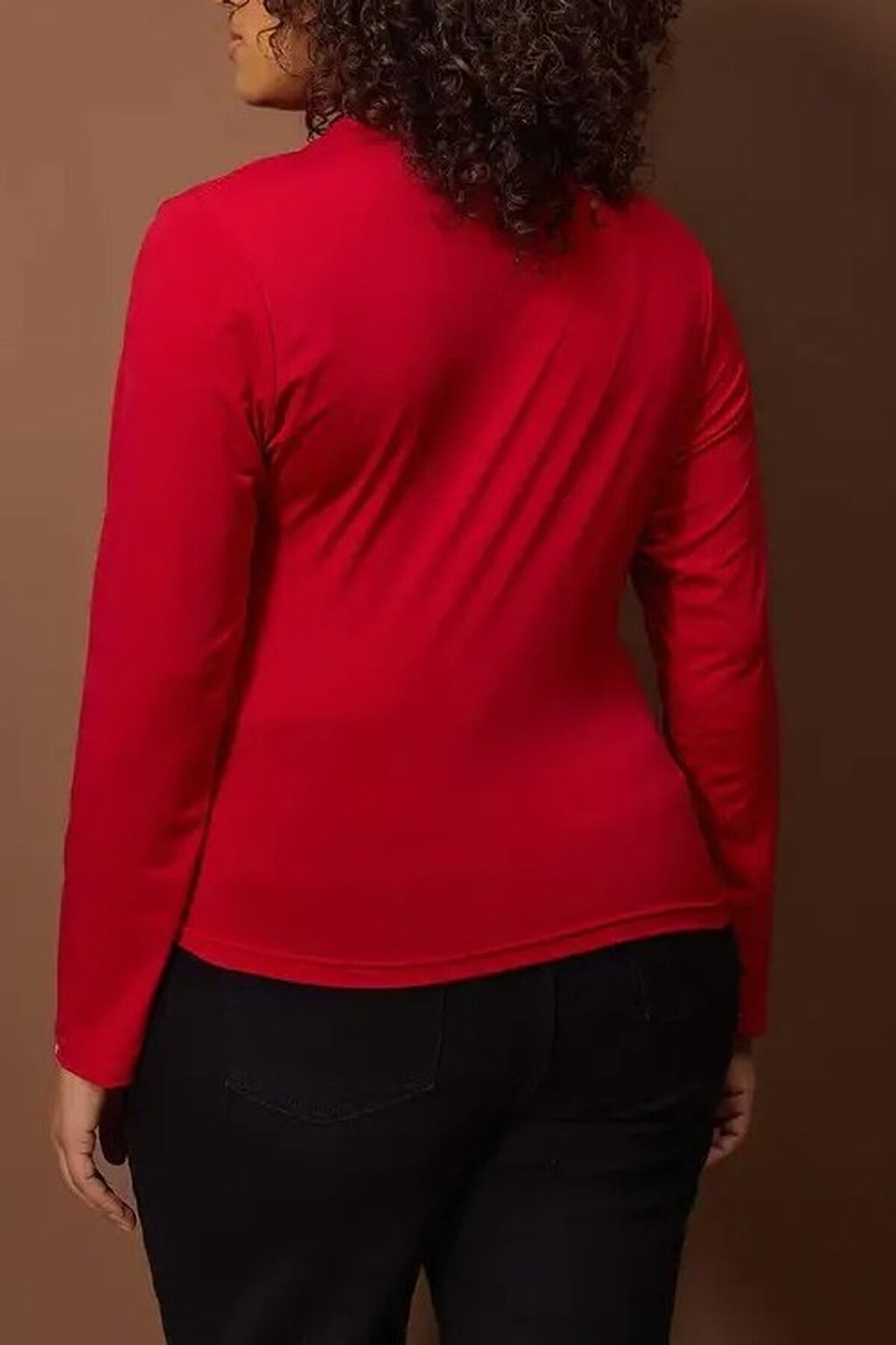 Gathered Detail Long Sleeve Knitted Plus Size Blouse
