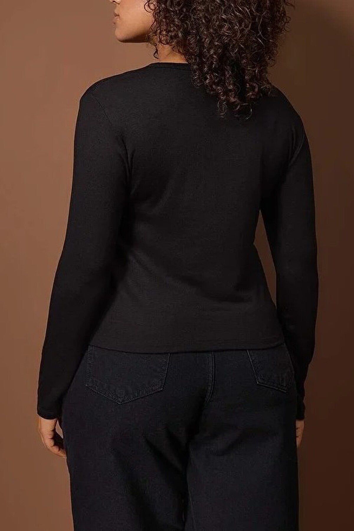 Snap Button Crop Length Basic Knitted Plus Size Blouse