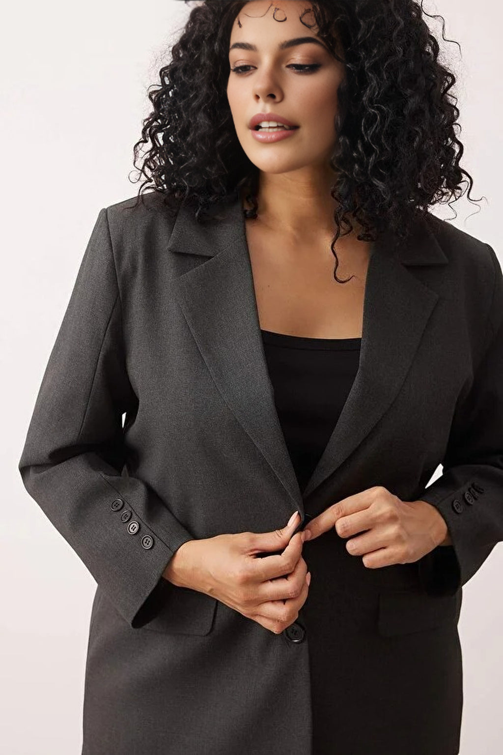 Loose Fit Lined Woven Blazer Jacket