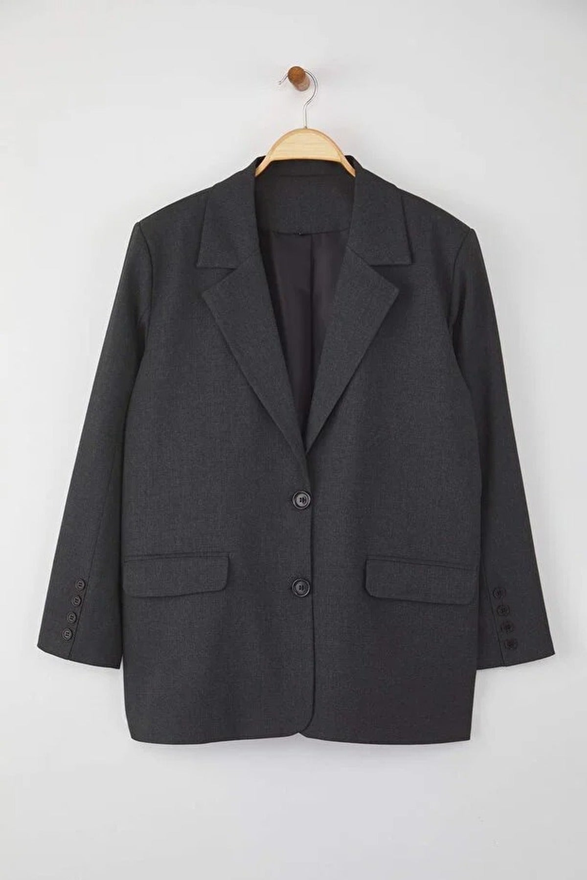 Loose Fit Lined Woven Blazer Jacket