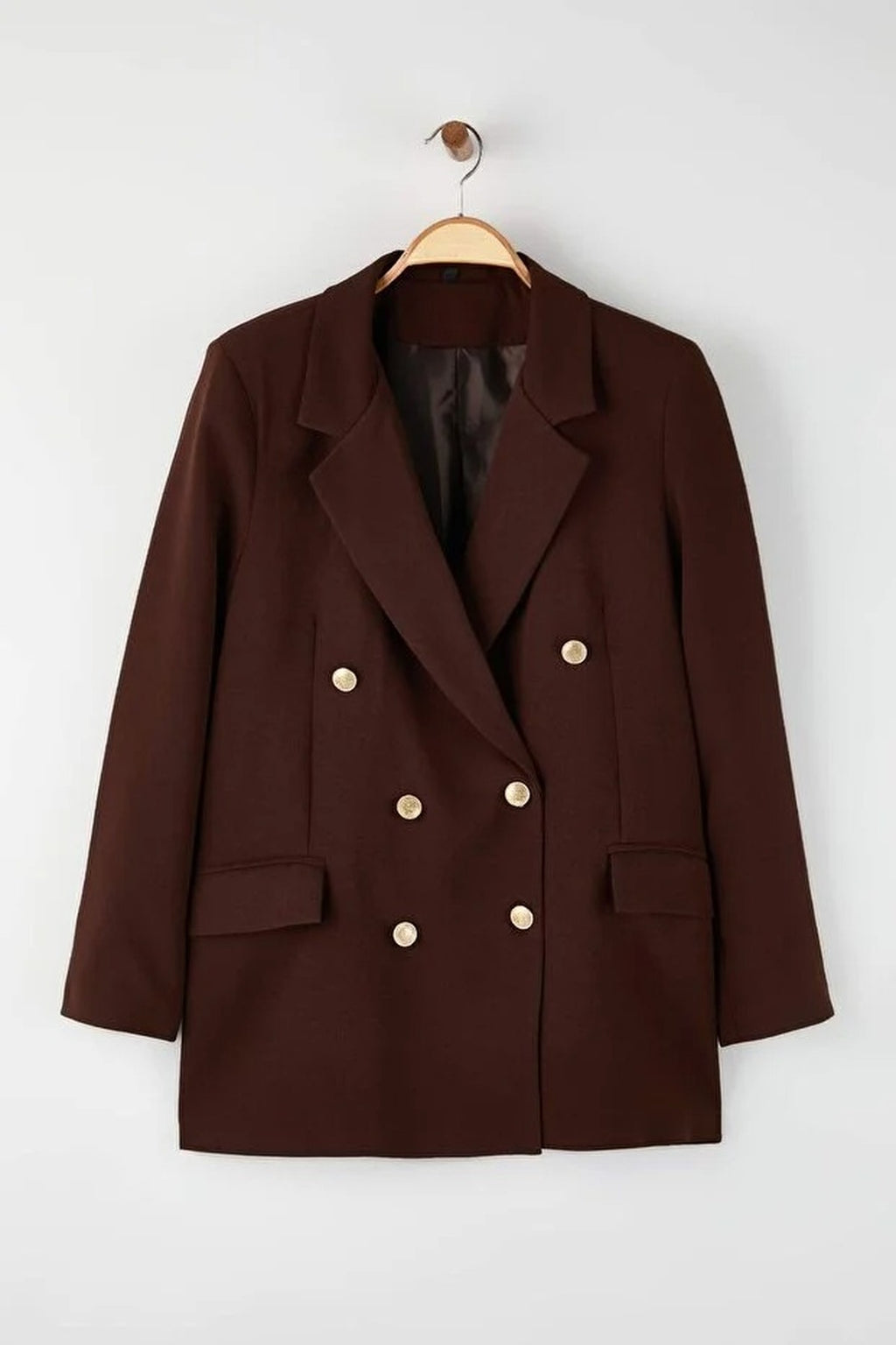 Lined Double-Breasted Woven Blazer Jacket