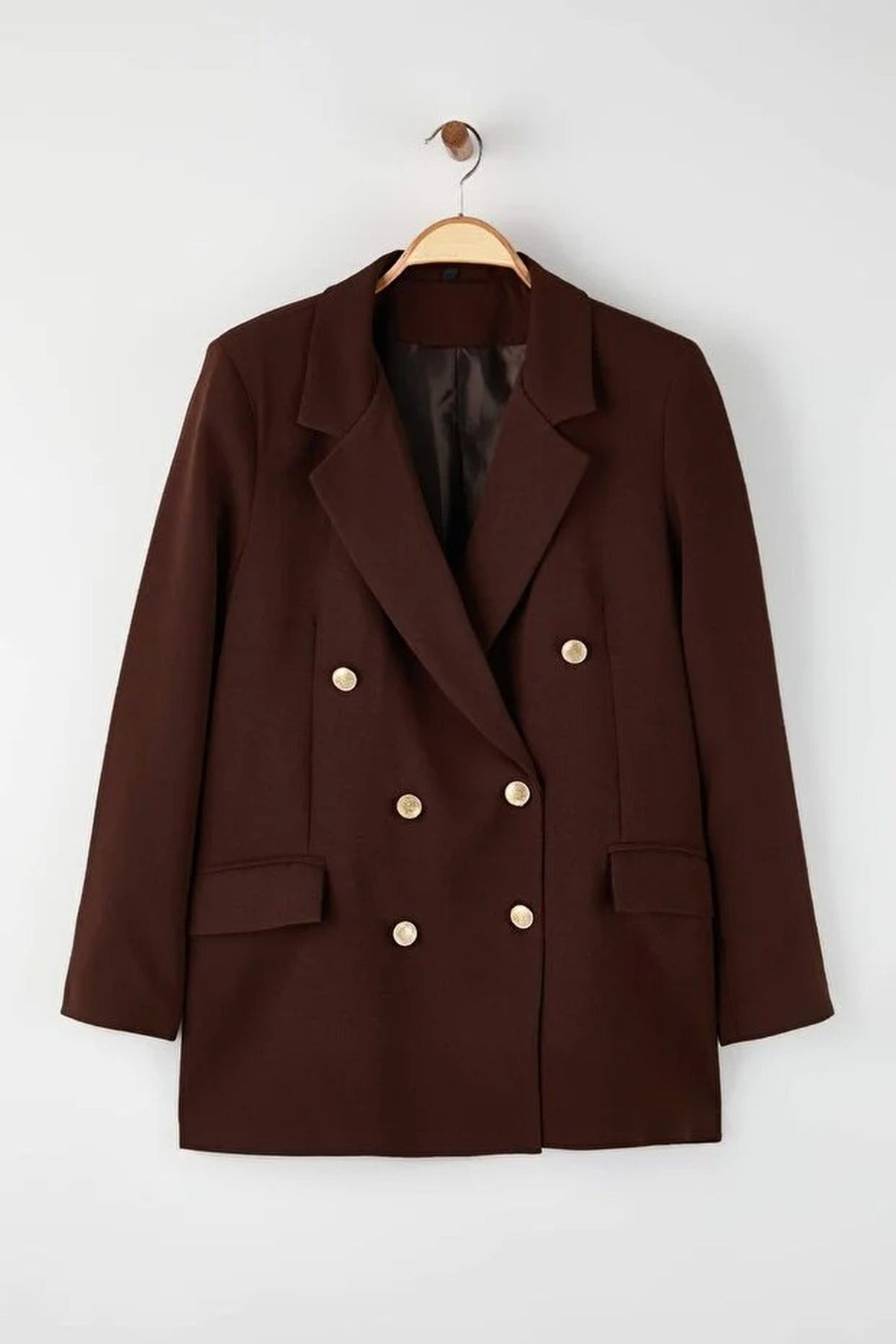 Lined Double-Breasted Woven Blazer Jacket