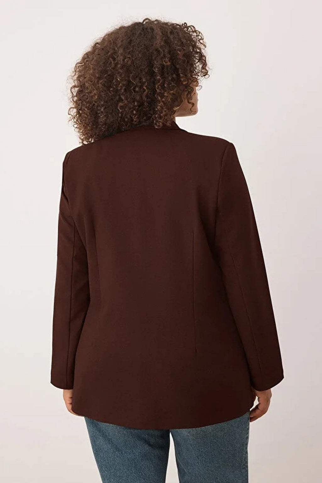 Lined Double-Breasted Woven Blazer Jacket