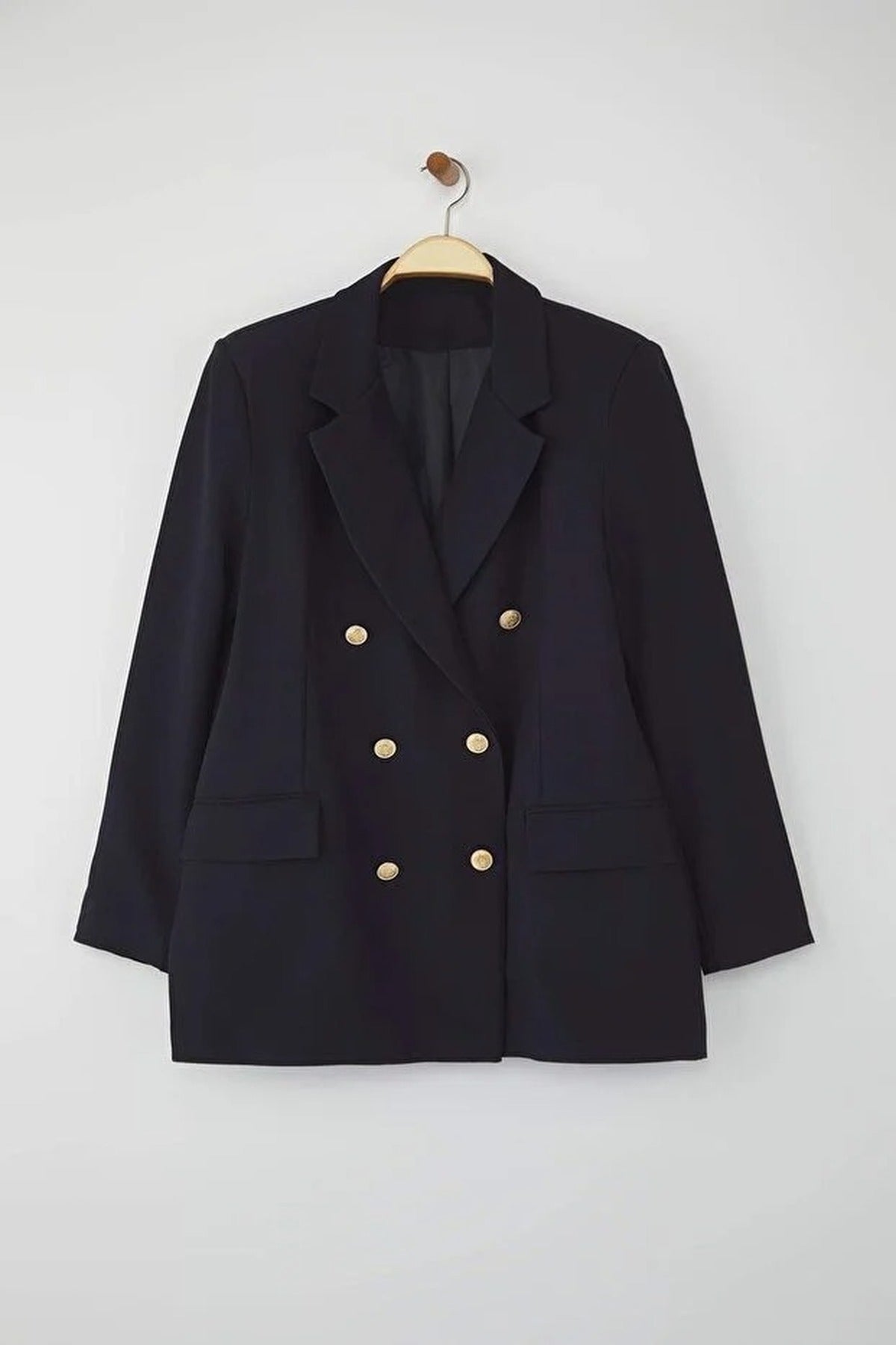 Lined Double-Breasted Woven Blazer Jacket