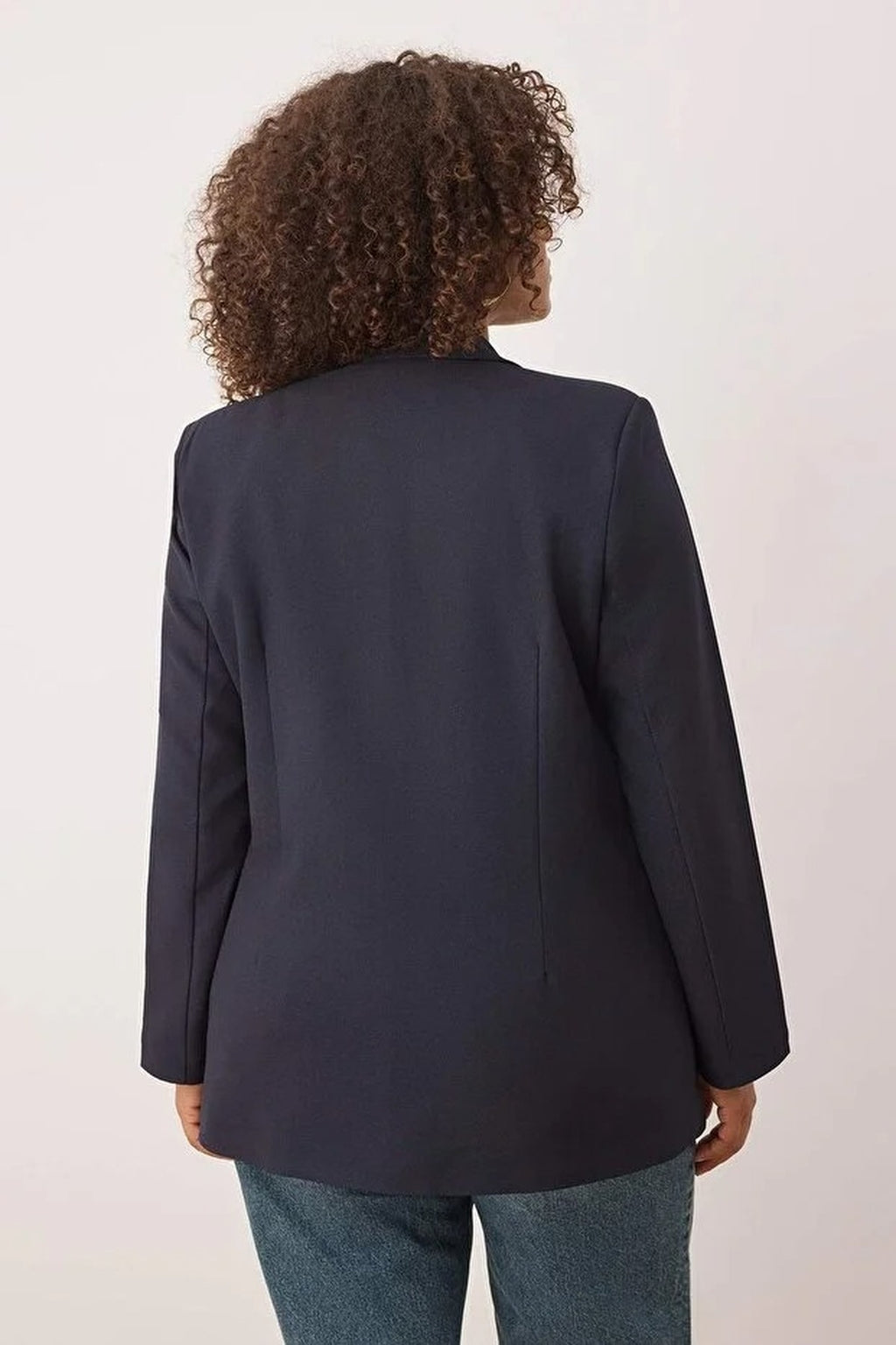 Lined Double-Breasted Woven Blazer Jacket