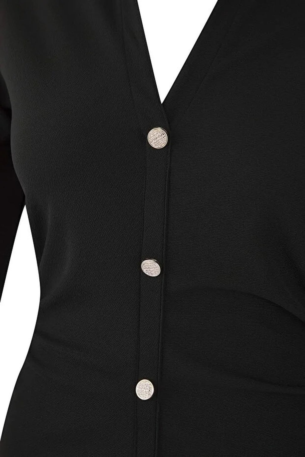 Shirt Collar Gathered Detail Crepe Knit Plus Size Dress
