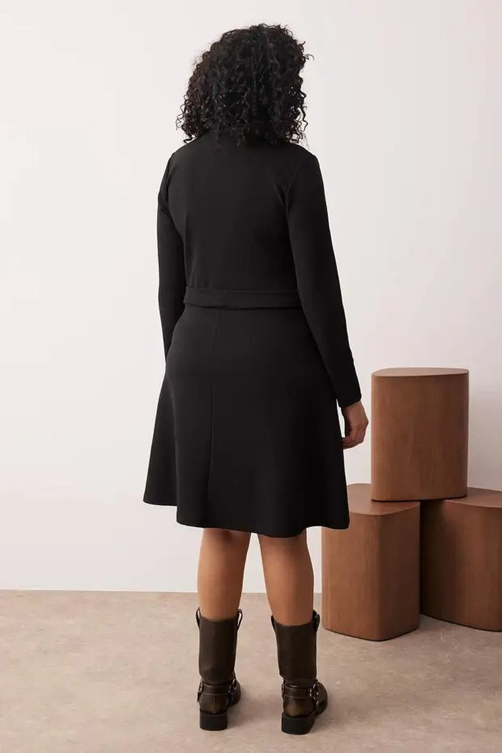 Polo Collar A-Line Knitted Plus Size Dress