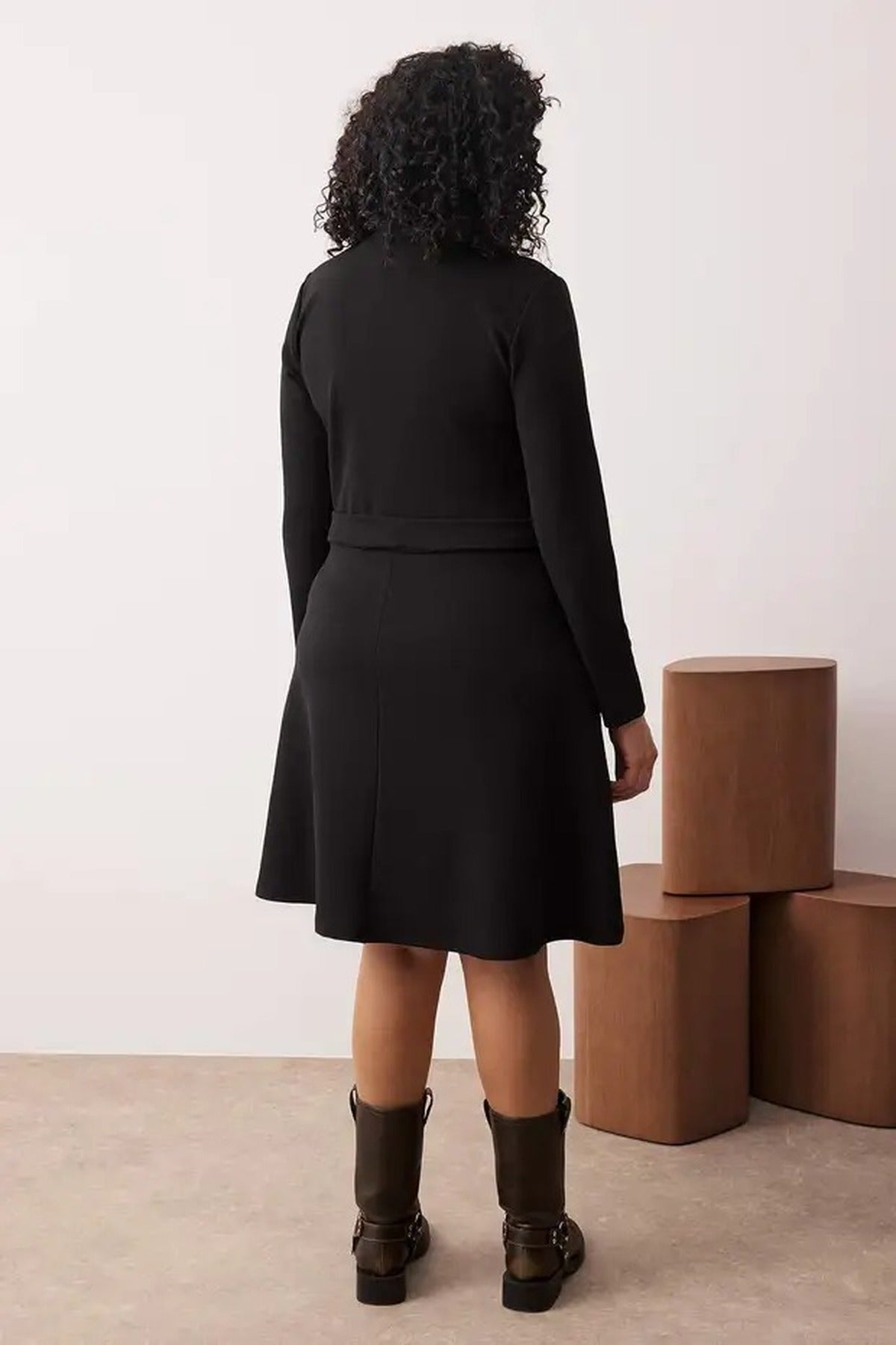 Polo Collar A-Line Knitted Plus Size Dress