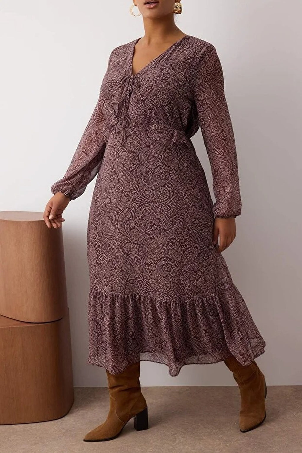 Chiffon Midi Woven Plus Size Dress