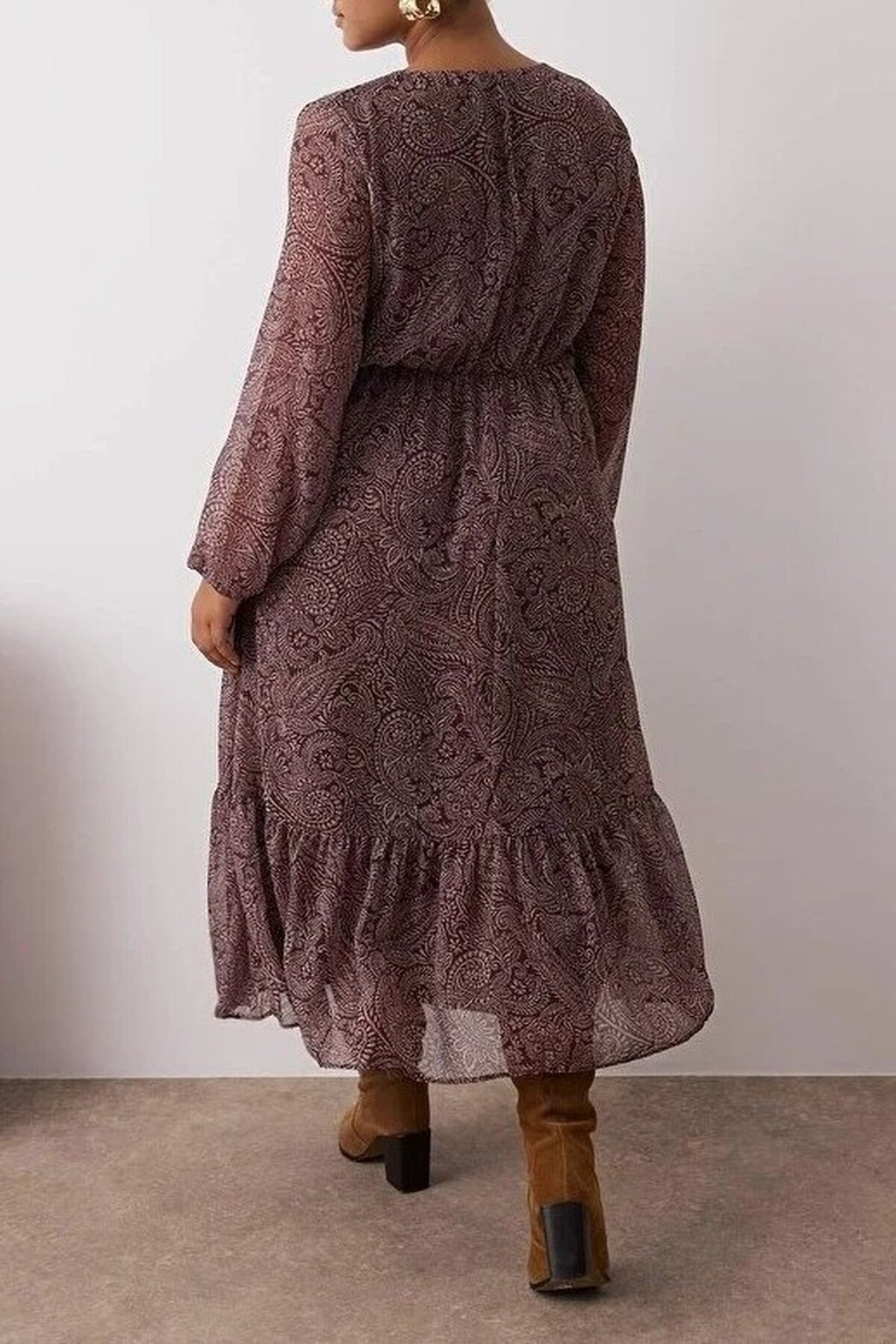 Chiffon Midi Woven Plus Size Dress