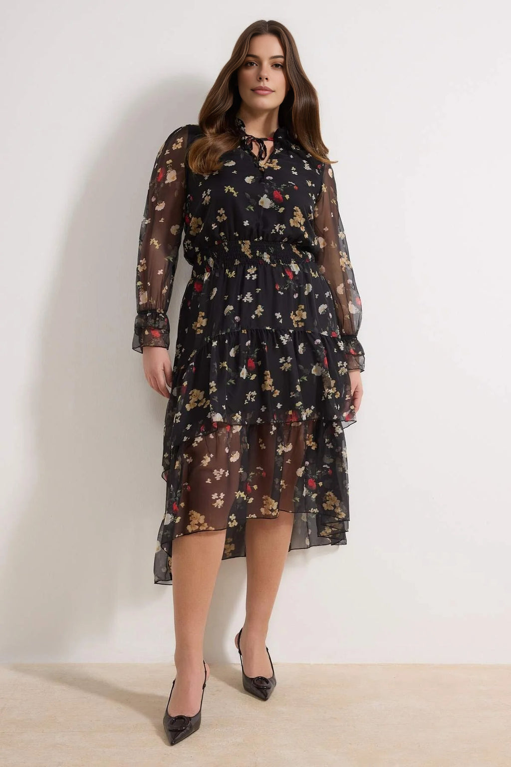 Halter Neck Chiffon Woven Plus Size Dress