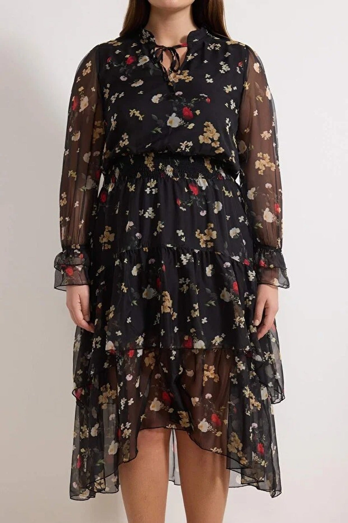 Halter Neck Chiffon Woven Plus Size Dress