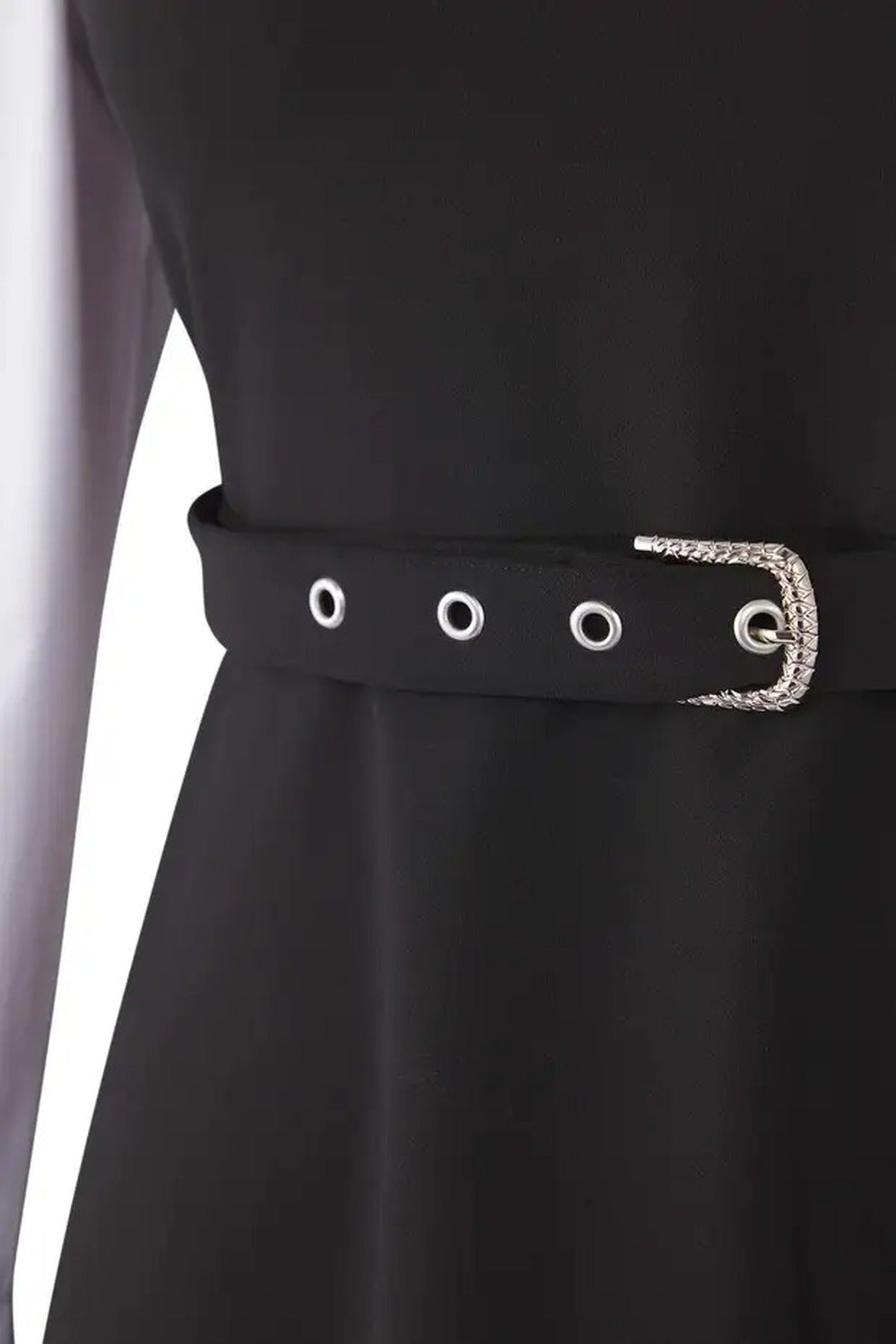 Belted Shirt Detail Mini Woven Dress