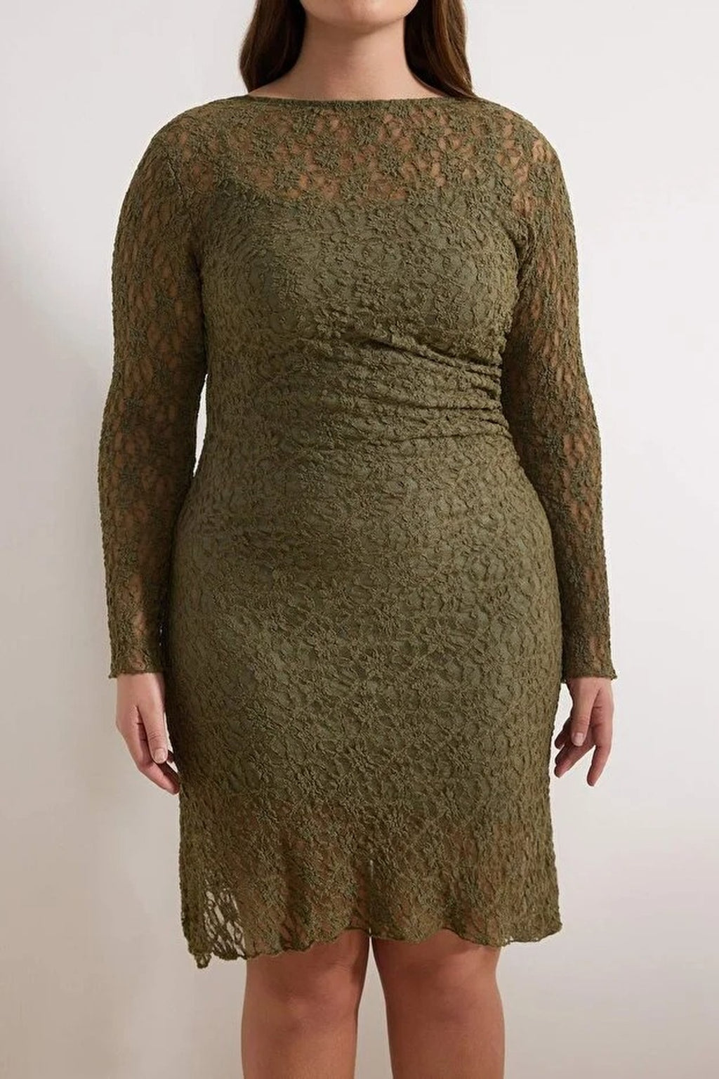 Lace Knit Mini Plus Size Dress