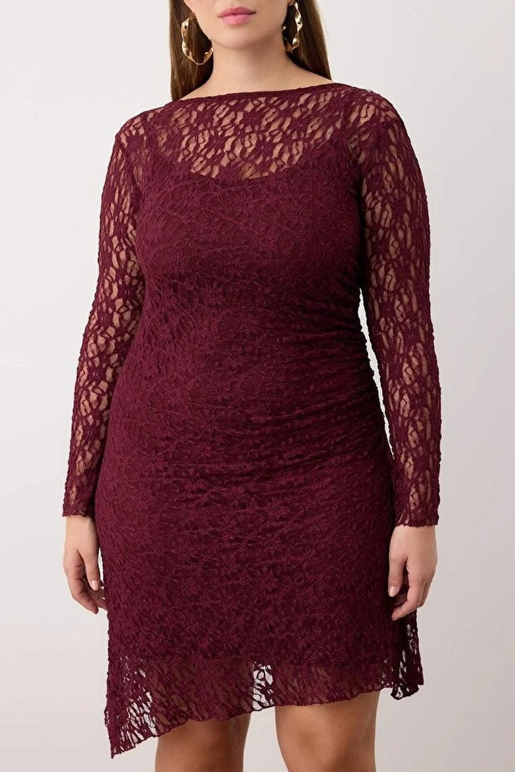 Lace Knit Mini Plus Size Dress