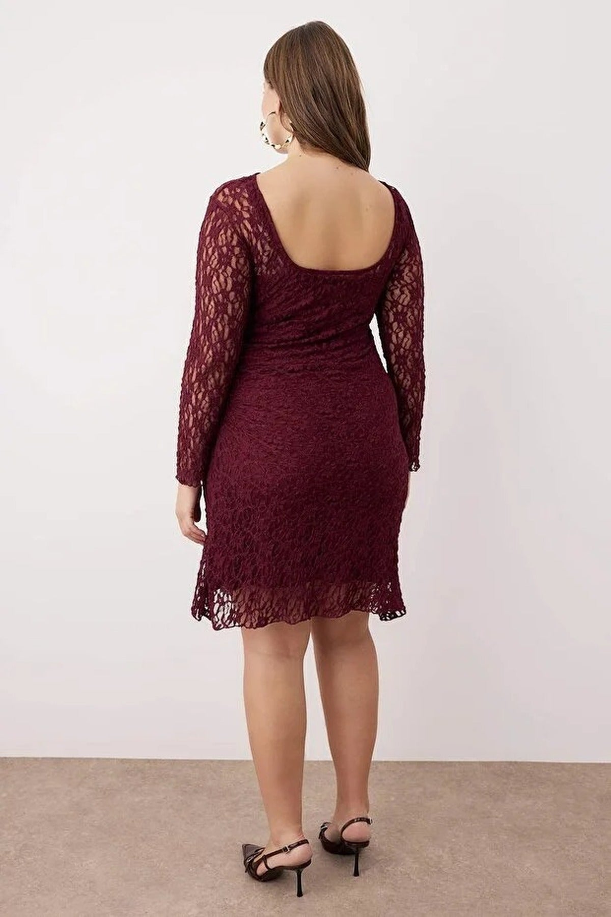Lace Knit Mini Plus Size Dress