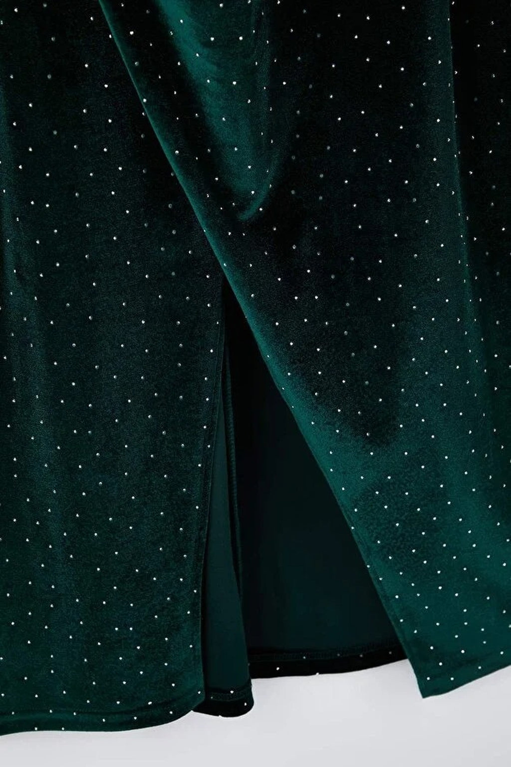 V-Neck Midi Embellished Velvet Knit Plus Size Dress